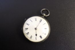 A HALLMARKED SILVER VERGE POCKET WATCH - W GRANT, LONDON, Dia. 4.5 cm