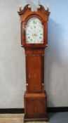 A 19TH CENTURY EIGHT DAY LONGCASE CLOCK BY THOMAS CORKER, STAFFORD, the arch top dial with painted