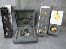 GEORG JENSEN - A SELECTION OF CHRISTMAS COLLECTABLES, to include a set of acorn & wild bird