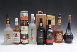 8 BOTTLES OF ASSORTED SPIRITS, liqueurs etc to include 1 bottle of Jim Beam Bourbon