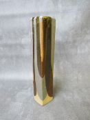 A TROIKA TALL SQUARED POTTERY VASE, with an abstract pattern to all sides, signed to the base, H