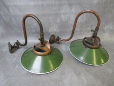 A PAIR OF VERITAS SILVEX INDUSTRIAL METAL WALL LIGHTS, shade Dia. 23 cm