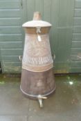 A VICTORIAN BRASS ADVERTISING 17 GALLON MILK CHURN. ENGRAVED TO FRONT- GODMAN & SONS, CROSS ROAD,