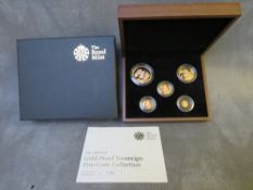 QEII 2009 GOLD PROOF SOVEREIGN COLLECTION FIVE COIN SET, consisting of quarter sovereign, half