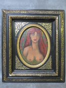 CONTINENTAL SCHOOL (XX). Study of a naked lady, oil on panel, framed, 23.5 x 17 cm