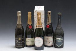 5 ASSORTED BOTTLES OF CHAMPAGNE AND SPARKLING WINES TO INCLUE 1 BOTTLE OF LAURANT-PERRIER, and 2