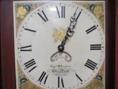 GEORGE WHISTON - STAFFORD - A LOCAL 19TH CENTURY OAK AND MAHOGANY 30 HOUR LONGCASE CLOCK, having a