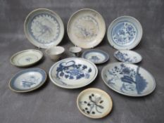 A COLLECTION OF TWELVE ASSORTED PIECES OF BLUE AND WHITE TEK SING CARGO PORCELAIN, all with Nagel