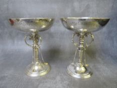 A PAIR OF HALLMARKED SILVER GOLFING TROPHIES INSCRIBED 'SELANGOR GOLF CLUB', the hammered circular