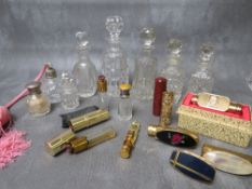 COLLECTION OF EIGHT ASSORTED CUT GLASS VANITY JARS, together with four small perfume bottles, to