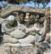 KENNEDY MUSEKIWA (1962). A large and impressive stone sculpture depicting a family group, signed