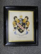 A 19TH CENTURY ARMORIAL STUDY OF THE FAMILY OF PRIOR, see verso, unsigned, mixed media on paper,