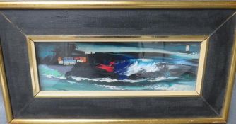 BERLY MAILE (b.1900), Impressionist stormy coastal seascape, with cottages and lighthouse, inscribed