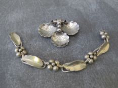GEORG JENSEN - A HALLMARKED SILVER BRACELET - ALPHONSE LA PAGLIA DESIGN, L 18.5 cm, together with