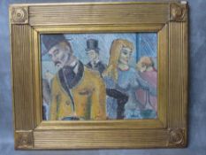 (XX). French impressionist school, a study of a cafe society, unsigned, oil on board, framed, 79 x 8