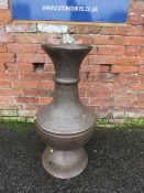 A LARGE 19TH CENTURY DECORATIVE BRONZED METAL ISLAMIC VASE, H 88 cm, base Dia. 36 cm