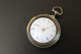 A TORTOISESHELL BACKED PAIR CASED POCKET WATCH BY THOMAS BRADLEY OF MANSFIELD, numbered 588, Dia 5