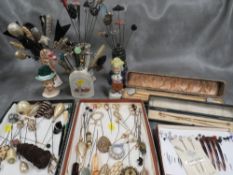 AN EXTENSIVE COLLECTION OF VINTAGE HATPINS ETC., various styles, sizes and periods, to include Art