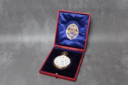 A HALLMARKED 18 CARAT GOLD OPEN FACED MANUAL WIND POCKET WATCH BY SIR JOHN BENNETT, in original