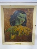 CIRCLE OF VLADIMIR TRETCHIKOFF (1913-2006). 'The Green Lady', see labels verso, unsigned, oil on