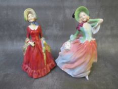 A ROYAL DOULTON 'SABBATH MORN' FIGURINE HN1982, and 'Autumn Breezes' figure HN1911 (2) A/F