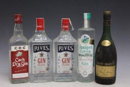 2 LITRE BOTTLINGS OF RIVES LONDON DRY GIN, together with 1 bottle of Cork Dry Gin, 1 bottle of