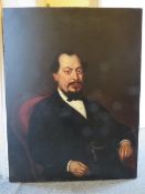 A 19TH CENTURY PORTRAIT STUDY OF A SEATED GENTLEMAN, with moustache and beard, unsigned, oil on