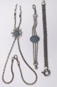 3 Teile Modeschmuck, versilbert, ca. L-48cm bis 19cm