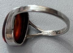Silberring-835- mit Bernstein Cabouchon, RG 55, 5,1 gr.