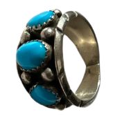 Silberring-925- mit 3 blauen Cabouchons, RG 57, 6,7 gr.