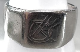 kl. Herren-Silberring mit Initialien, RG 58