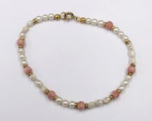 Armband, SW-Perlen und Rosenquarz, L-20cm