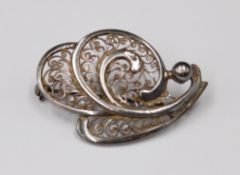 filigrane Brosche, Silber, 4,7gr.,