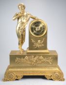 Große Uhr Goldbronze feuervergoldet, Frankreich um 1810/20