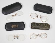 Sammlung von alten Brillen mit Etui 40er/50er Jahre Deutschl./USA