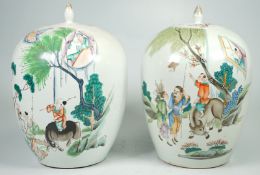 2 Balustervasen mit Bemalung China Guangxu-antik