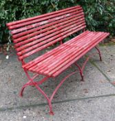 große Biergarten- Gartenbank rot