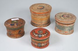 4 Stck. Godendosen/Kröseldosen, Hochzeitsdosen Salzburg/Berchtesgaden 19. Jh.