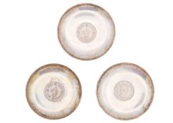Three modern Chinese sterling silver pin dishes.