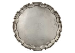 A George VI silver waiter by Israel Freeman & Son Ltd.