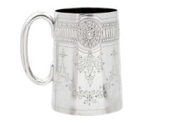 A Victorian silver christening mug by Walter and John Barnard.