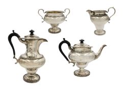 An Edwardian silver four-piece tea set by Richard Martin & Ebenezer Hall.