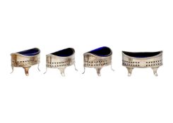 A George III silver set of four salts by Henry Chawner.