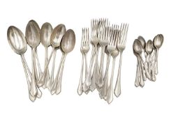 A George V silver part suite of cutlery by Mappin & Webb.