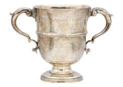 A Victorian silver twin-handled pedestal trophy cup by Wakely & Wheeler.