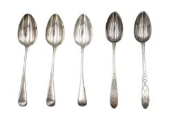 A pair of George III silver tea spoons by John Sheils.