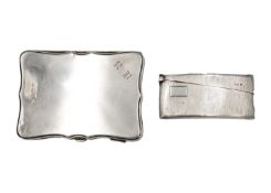 A hallmarked silver aide memoir and a silver card case.