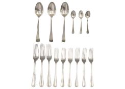 A silver part suite of Old English pattern cutlery by Mappin & Webb.