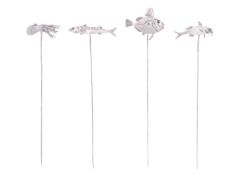 A .999 fine silver set of four 'Small Fish' olive picks by James Suddaby.