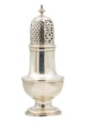 A George II silver baluster caster by Samuel Welder.